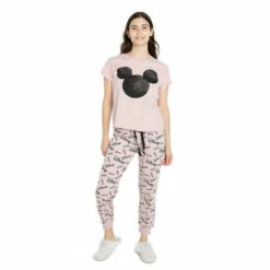 Disney Mickey Mouse Silhouette Cotton PJ Set For Female -Mickey Mouse Shirts Shop unnamed file 1036
