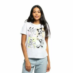 Disney Mickey Mouse And Friends 90&apos;S Graphic Ladies Classic T Shirt For Female