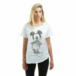 Disney Mickey Mouse Forward Sketch Cotton T-shirt For Female