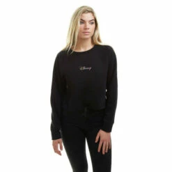 Disney Rainbow Logo Cotton Cropped Sweatshirt For Female