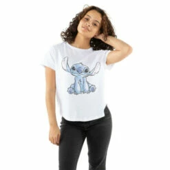 Disney Stitch Sketch Cotton T-shirt For Female -Mickey Mouse Shirts Shop unnamed file 1275