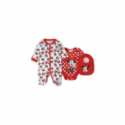 Disney Baby Minnie Mouse Print Cotton 3-Piece Baby Gift Set For Female