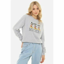 Disney Mickey Mouse 90&apos;s Retro Womens Crew Sweatshirt For Female