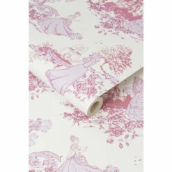 Disney Princess Castle Toile Pink/White Wallpaper For Unisex -Mickey Mouse Shirts Shop unnamed file 1498