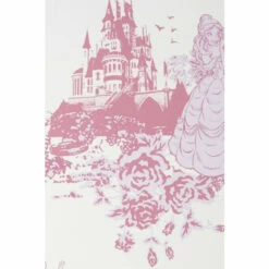 Disney Princess Castle Toile Pink/White Wallpaper For Unisex -Mickey Mouse Shirts Shop unnamed file 1499