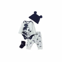Disney Baby Mickey Mouse Print Cotton 4-Piece Baby Gift Set For Male