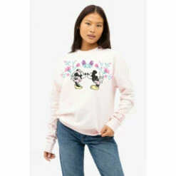 Disney Mickey & Minnie Mouse Cross Stitch Womens Crew Sweatshirt For Female