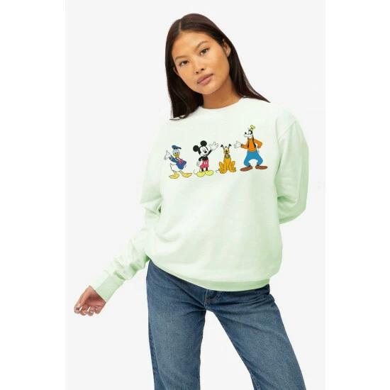 Disney Mickey Mouse & Friends Line Up Womens Crew Sweatshirt For Female 1 Disney Mickey Mouse & Friends Line Up Womens Crew Sweatshirt For Female