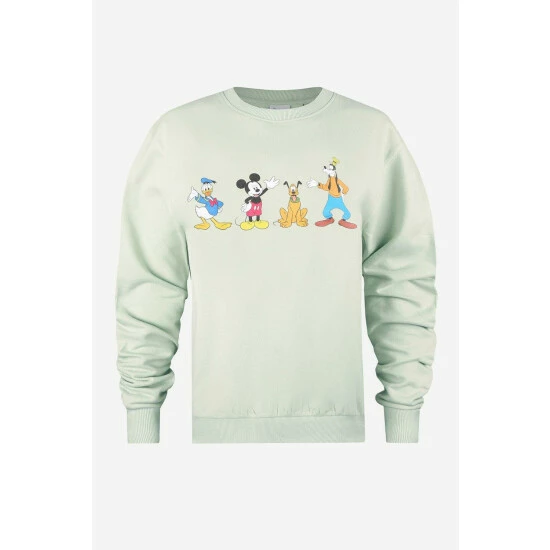 Disney Mickey Mouse & Friends Line Up Womens Crew Sweatshirt For Female 2 Disney Mickey Mouse & Friends Line Up Womens Crew Sweatshirt For Female - Image 2