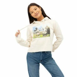 Disney Mickey & Minnie Mouse Outdoors Cropped Cotton Hoodie For Female -Mickey Mouse Shirts Shop unnamed file 2048