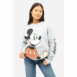 Disney Mickey Mouse Sitting Oversized Print Womens Crew Sweatshirt For Female -Mickey Mouse Shirts Shop unnamed file 2207