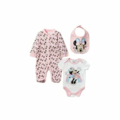 Disney Baby Minnie Mouse Print Cotton 3-Piece Baby Gift Set For Female