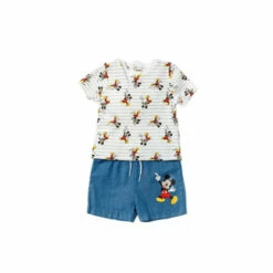 Disney Baby Mickey Mouse Print Shirt And Short 2-Piece Set For Male