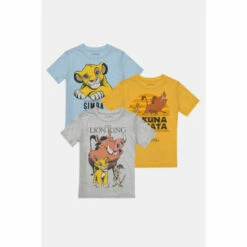 Disney Lion King Simba, Timon, Pumbaa Boys T-Shirt 3 Pack For Male
