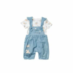 Disney Baby Minnie Mouse Print Cotton T-Shirt And Dungaree 2-Piece Set For Male