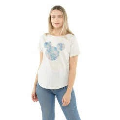 Disney Mickey Mouse Petal Head Cotton T-shirt For Female