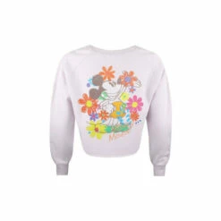 Disney Mickey Mouse In Flowers Cropped Cotton Sweatshirt For Female -Mickey Mouse Shirts Shop unnamed file 502