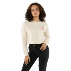 Disney Mickey Mouse Good Vibes Cotton Cropped Sweatshirt For Female