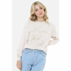 Disney Dumbo Sketch Gold Metallic Womens Crew Sweatshirt For Female -Mickey Mouse Shirts Shop unnamed file 574
