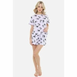Disney Minnie & Mickey Mouse Kissing Aop Womens Short Sleep Set For Female